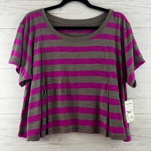 We the Free Purple and Gray Striped Tee Size  M